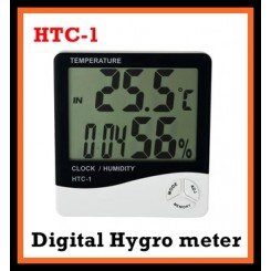 HTC-1 LCD Screen Digital Hygrometer Thermometer Temperature & Humidity Meter with Clock (White)