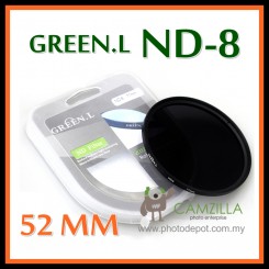 ORIGINAL GREEN.L 52MM Neutral Density ND8 LENS FILTER