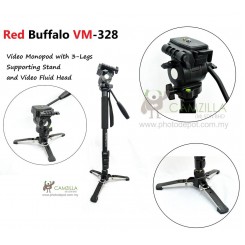 Red Buffalo VM-328 Video Monopod with 3-Legs Supporting Stand and Video Fluid Head