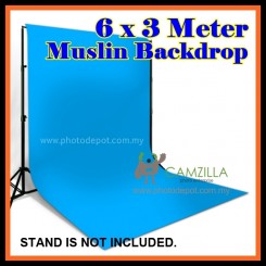Camzilla 6x3 Meter Photography Muslin Photo Double Backdrop Background - Sky Blue