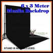 Camzilla 6x3 Meter Photography Muslin Photo Double Backdrop Background - Solid Black