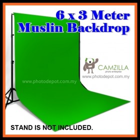 Camzilla 6x3 Meter Photography Muslin Photo Double Backdrop Background - Solid Green
