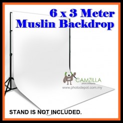 Camzilla 6x3 Meter Photography Muslin Photo Double Backdrop Background - White