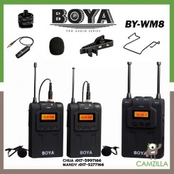 BOYA BY-WM8 UHF Dual-Channel Wireless Lavalier Microphone System for Interviews ENG/EFP DSLR Video