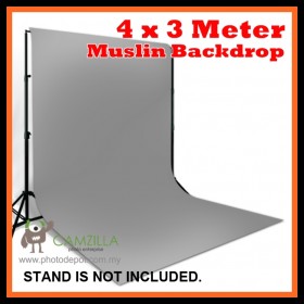 Camzilla 4x3 Meter Photography Muslin Photo Double Backdrop Background - Grey