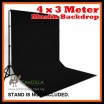 Camzilla 4x3 Meter Photography Muslin Photo Double Backdrop Background - Solid Black 