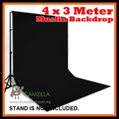 Camzilla 4x3 Meter Photography Muslin Photo Double Backdrop Background - Solid Black 