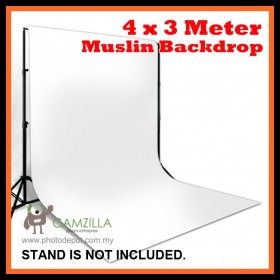 Camzilla 4x3 Meter Photography Muslin Photo Double Backdrop Background - White