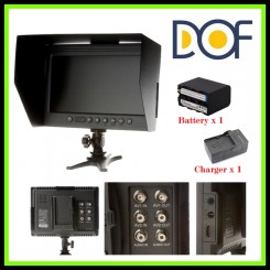 F&V DOF F1 7" HDMI LCD On Camera Monitor with Sun Shade - With Battery & Charger