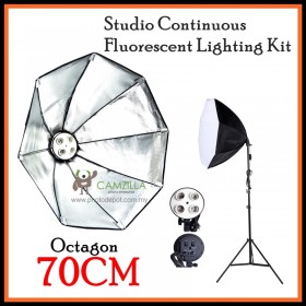DigiFox Studio Continuous Octa Lighting Kit With 4 (E27 Lamp) Bulb Socket +70cm Softbox + Light Stand