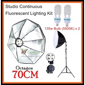 DigiFox Studio Continuous Octa Lighting Kit With 2 x E27 Bulb With Bulb Socket +70cm Softbox + Light Stand