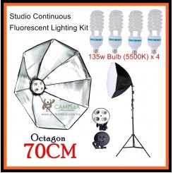 DigiFox Studio Continuous Octa Lighting Kit With 4 x E27 Bulb With Bulb Socket +70cm Softbox + Light Stand