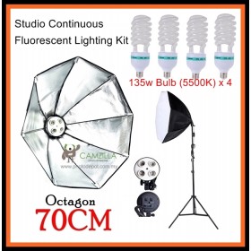 DigiFox Studio Continuous Octa Lighting Kit With 4 x E27 Bulb With Bulb Socket +70cm Softbox + Light Stand