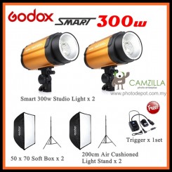 Godox Smart 300W Photography Photo Studio Strobe Flash Lighting (2 Light Set)
