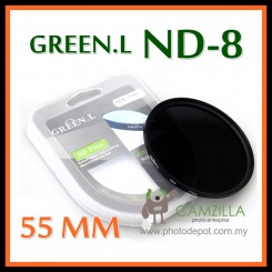 ORIGINAL GREEN.L 55MM Neutral Density ND8 LENS FILTER