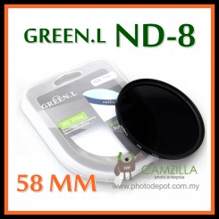 ORIGINAL GREEN.L 58MM Neutral Density ND8 LENS FILTER