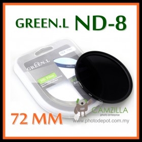 ORIGINAL GREEN.L 72MM Neutral Density ND8 LENS FILTER