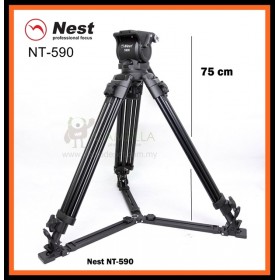 NEST NT-590 170cm Heavy Duty Video Tripod with Fluid Head 590H (100mm Bowl)