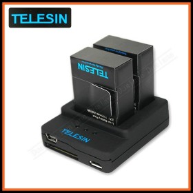 Telesin 2slot Charger + 2 x 1300mah Li-ion Battery for Gopro Hero 3/3+ 