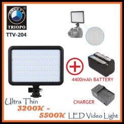 Triopo TTV-204 LED Camera Photo Video Light 3200K~5500K + NP-F750 Battery & Charger