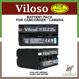 Viloso Replacement Battery for Sony NP-F960 NP-F970 NP-F975 NP-F950 NP-F930 and Sony DCM-M1 MVC-CD1000 HDR-FX1 DCR-VX2100E DSR-PD190P NEX-FS700RH HXR-NX3 Camera, LED Video Light