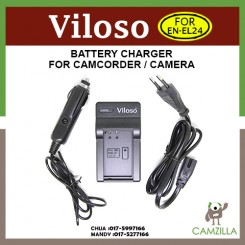 Viloso EN-EL24 Battery Charger for Nikon One J5 DL18-50 DL24-85 (2-In-1 Home / Car Charger) 