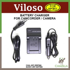 Viloso NP-BX1 Battery Charger for Sony RX1RII RX1R RX1 RX100V RX100IV RX100III RX100II RX100 HX400 HX300 HX90V HX80 H400 WX500 WX350 WX300 AS50R AS50 X1000V X1000VR AS2000V AS1000V AS20 CX440 CX405 CX240 GW66 MV1 PJ275 PJ440 (2-In-1 Home / Car Charger)