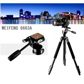 WEIFENG WF-6663A Camera Tripod 4-Sections Leg with 3-Way Head 