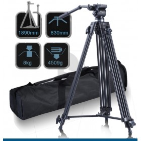 Fancier WF-717 Professional Heavy Duty Video Camcorder 189 CM Tripod + Fluid Video Head Kit