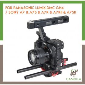 YELANGU YLG0904A-B HANDLE VIDEO CAMERA CAGE STABILIZER FOR PANASONIC LUMIX DMC-GH4 / SONY A7 & A7S & A7R & A7RII & A7SII (RED)