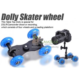 TableTop Compact Dolly Kit Skater Wheel Camera Truck Stabilizer - Blue