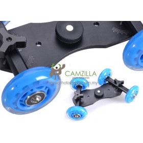 TableTop Compact Dolly Kit Skater Wheel Camera Truck Stabilizer - Blue