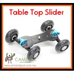 TableTop Compact Dolly Kit Skater Wheel Camera Truck Stabilizer - Black